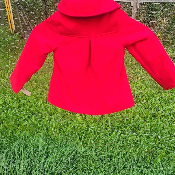 London Fog Red Kids Pea Coat with Bow - Picture 3 of 6